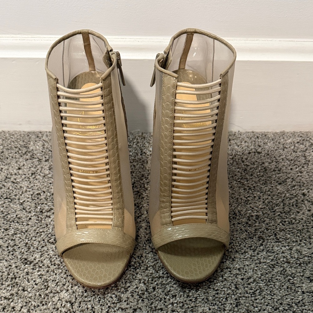 Christian Louboutin Beige Open-Toe Heel Bootie